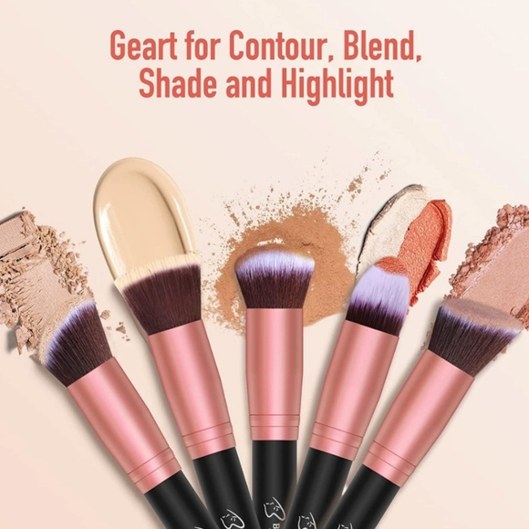 Rose Gold/Black 16pc Pro Premium Synthetic Cruelty-Free Makeup Brush Set - Picture 2 of 5